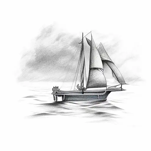 sailing boat tattoo design idea