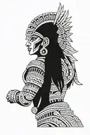 aztec warrior woman tattoo design idea