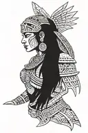 aztec warrior woman tattoo design idea