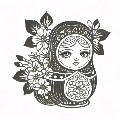 matryoshka doll surrounded my rain drops tattoo design idea
