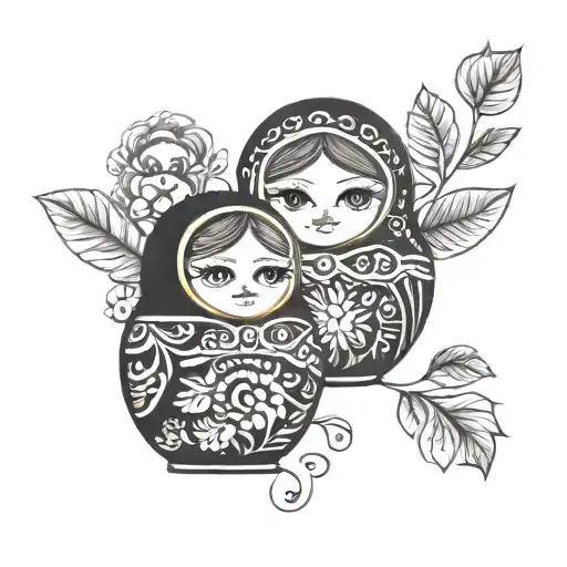 matryoshka doll surrounded tattoo design idea