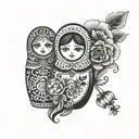 matryoshka doll surrounded tattoo design idea