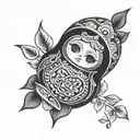 matryoshka doll surrounded tattoo design idea