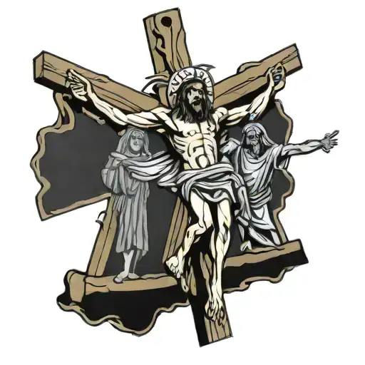 crucifixion of Jesus Christ and dismas and gestos tattoo design idea