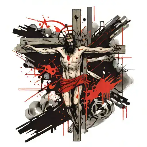 crucifixion of Jesus Christ and dismas and gestos tattoo design idea
