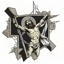 crucifixion of Jesus Christ and dismas and gestos tattoo design idea