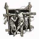 crucifixion of Jesus Christ and dismas and gestos tattoo design idea