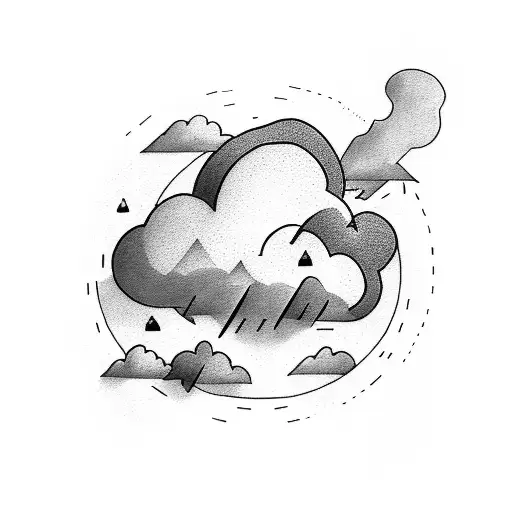 A knife cutting through a cloud-shaped trap beat tattoo design idea