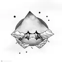 A knife cutting through a cloud-shaped trap beat tattoo design idea