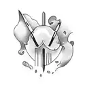 A knife cutting through a cloud-shaped trap beat tattoo design idea