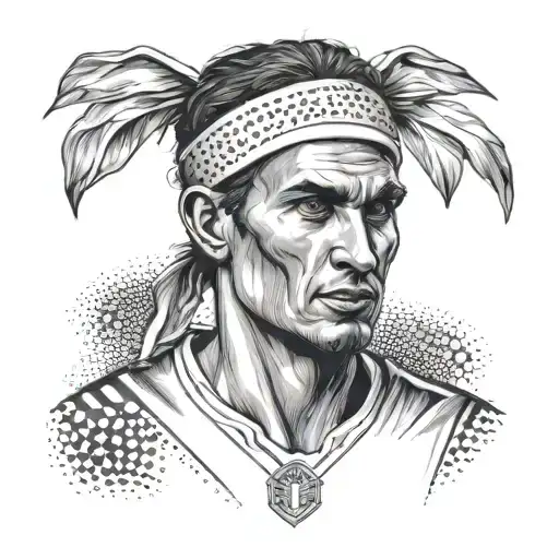 A stylized portrait of your favorite soccer player wearing a diploma as a headband, symbolizing their achievements and dedication to the sport tattoo design idea