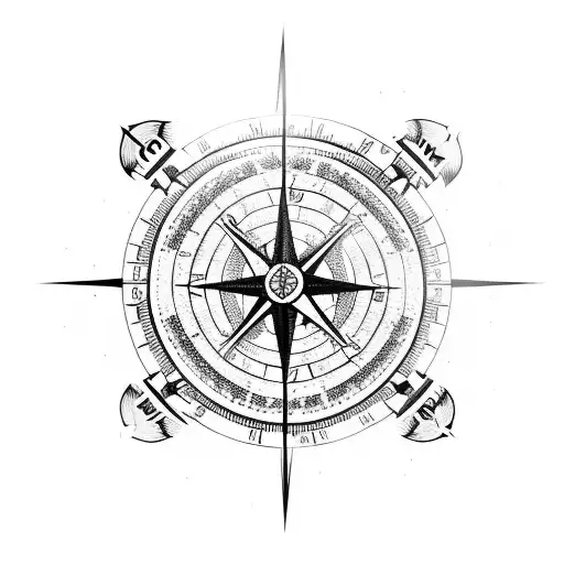 broken compass tattoo design idea