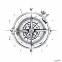 broken compass tattoo design idea