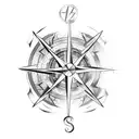 broken compass tattoo design idea