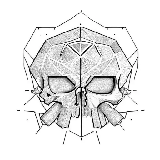 cyberpunk punisher skull tattoo design idea