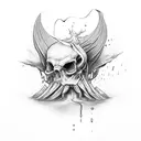 whispering devil behind ear tattoo design idea