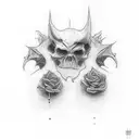 whispering devil behind ear tattoo design idea