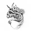 whispering devil behind ear tattoo design idea