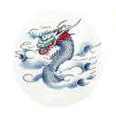 Dragon with Japanese clouds tattoo design idea