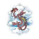 Dragon with Japanese clouds tattoo design idea