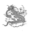 Dragon with Japanese clouds tattoo design idea