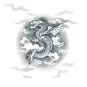 Dragon with Japanese clouds tattoo design idea