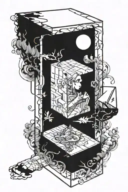 person thinking outside the box tattoo design idea