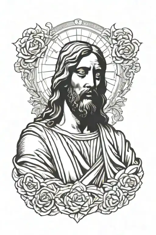 Jesus statue bust sculpture tattoo design idea