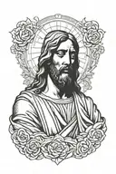 Jesus statue bust sculpture tattoo design idea