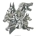 ares, thoth, anubis and curnunnos  tattoo design idea