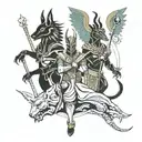 ares, thoth, anubis and curnunnos  tattoo design idea