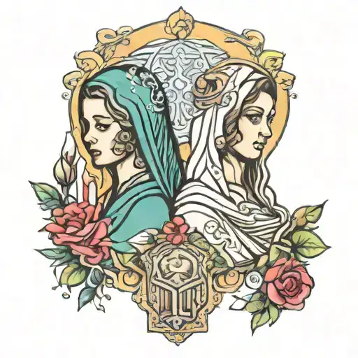 saint jude and Virgin Mary   tattoo design idea