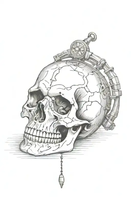 skull pendulum tattoo design idea