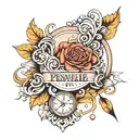 pendulum and name mattie lize tattoo design idea