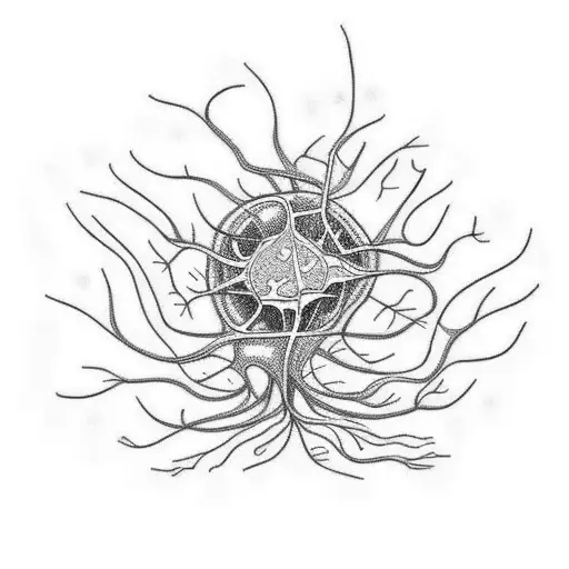 neuron with flower  tattoo design idea