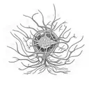 neuron with flower  tattoo design idea