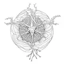 neuron with flower  tattoo design idea