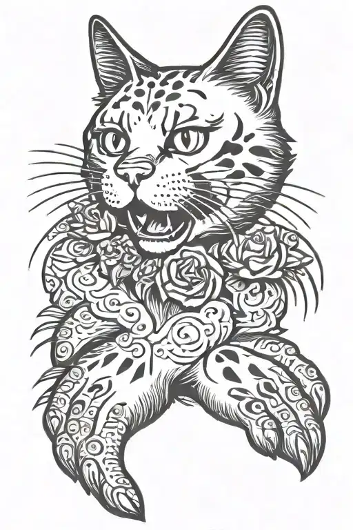 cat paw with claw marks  tattoo design idea
