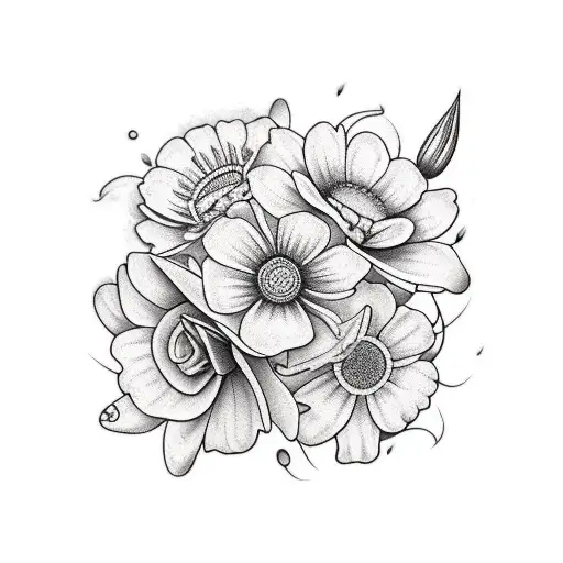 wild flowers tattoo design idea