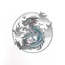 Dragon with london bus tattoo design idea