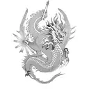 Dragon with london bus tattoo design idea