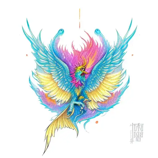 Rainbow Phoenix Sublimation Clipart PNG (3097277)
