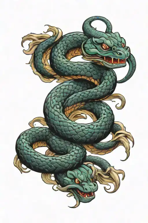 snake sun moon merging together tattoo design idea