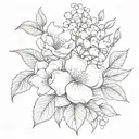 hydrangea lily of The Valley and rose tattoo design idea