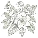hydrangea lily of The Valley and rose tattoo design idea