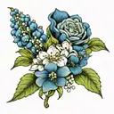 hydrangea lily of The Valley and rose tattoo design idea