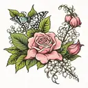 hydrangea lily of The Valley and rose   tattoo design idea