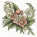 hydrangea lily of The Valley and rose   tattoo design idea