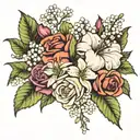 hydrangea lily of The Valley and rose   tattoo design idea
