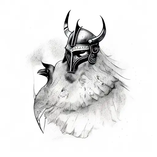 Viking with crow tattoo design idea